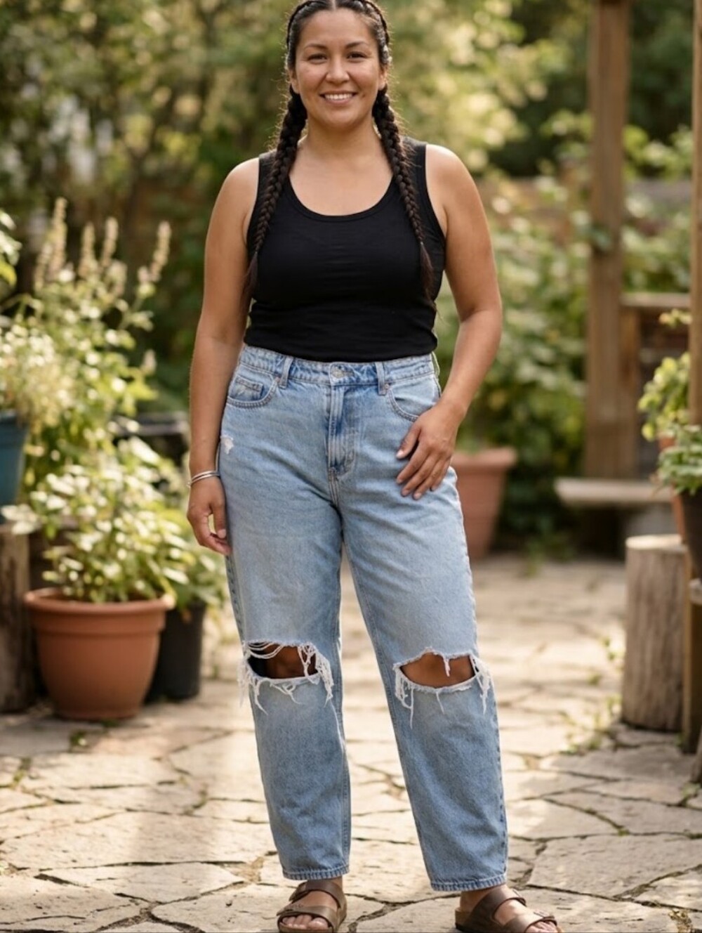 Light Blue Ripped Barrel High-Rise Women’s Jeans